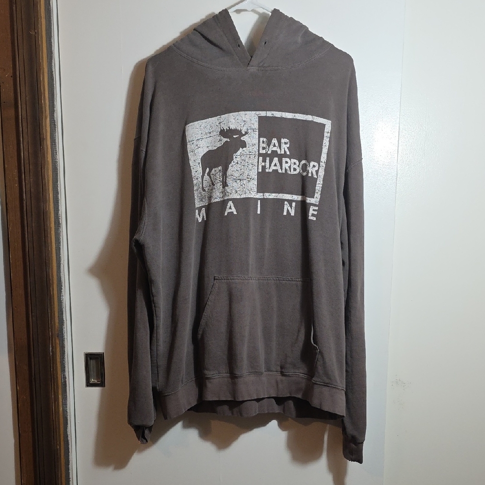 Bar Harbor Maine Men's Brown Hoodie